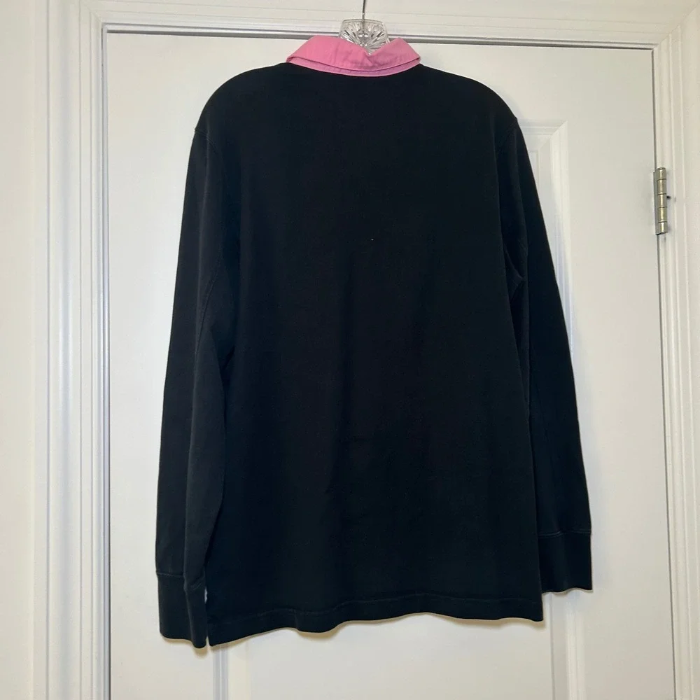 Adidas Inter Miami CF Rugby Shirt Mens Large Black Pink Long Sleeve Polo L
